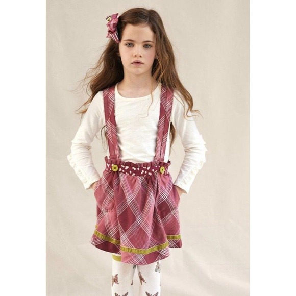 Matilda Jane Girls 10 Brushed Flannel Overall Plaid Skirt Holidays School Fall - Picture 1 of 8